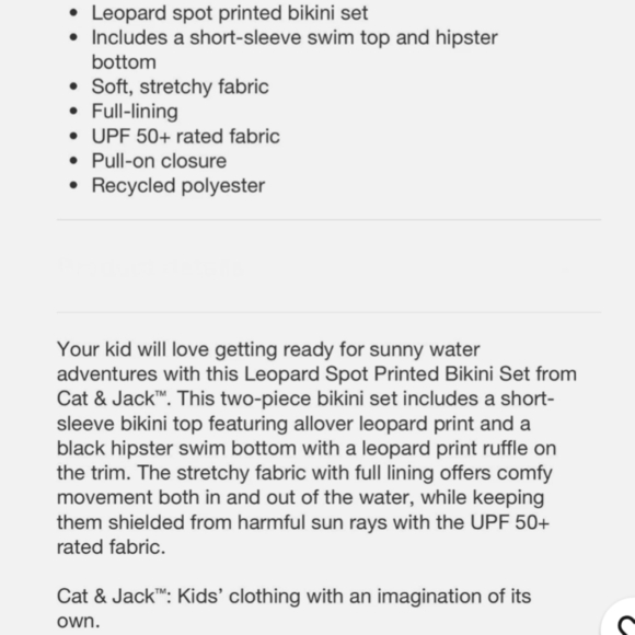 Cat & Jack Tan and Black Leopard Bikini - Picture 7 of 8